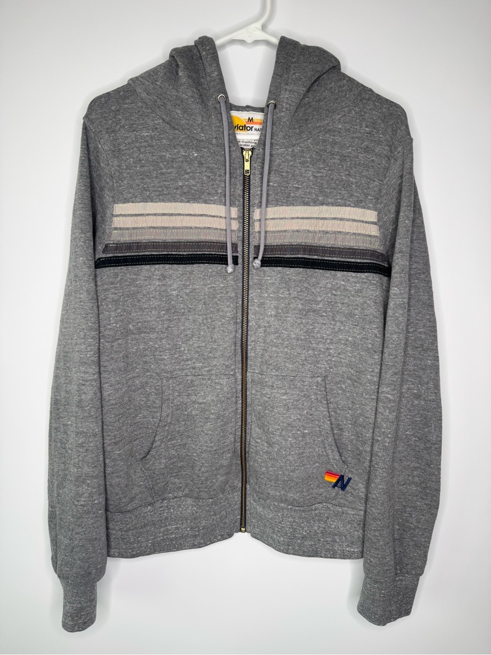 Aviator Nation 5 Stripe Zip Up Hoodie